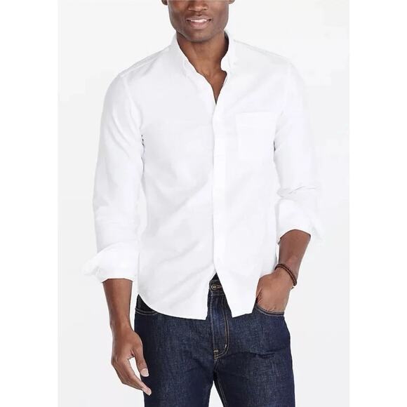 J.Crew Factory Oxford Shirt Men XL White Slim Fit 100% Cotton Classic Basic - Picture 1 of 8